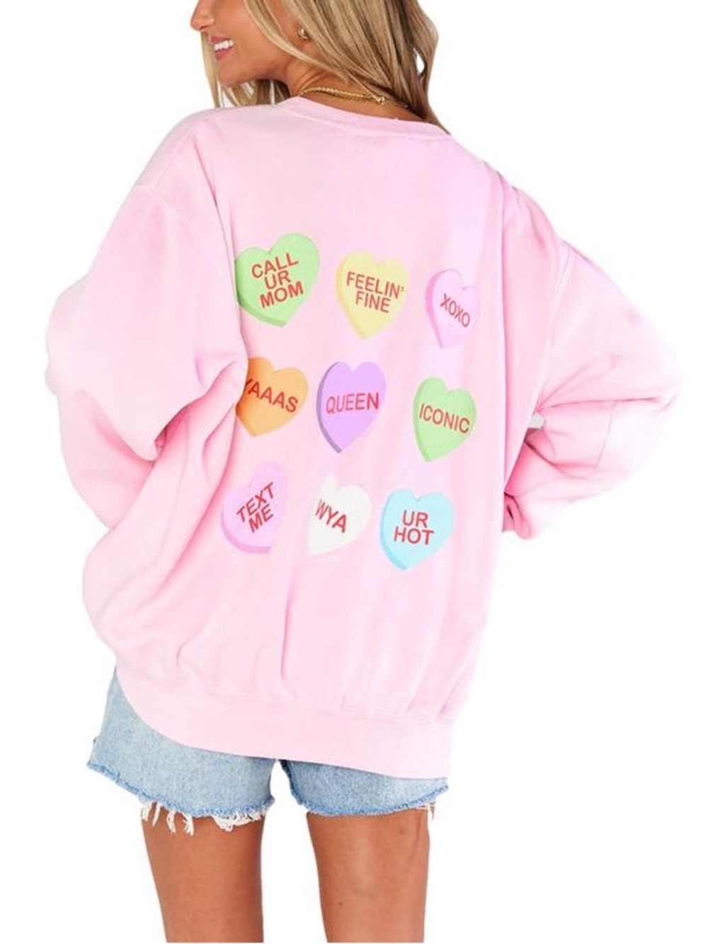 Show me Your MuMu Pink Conversation Heart Graphic Sweatshirt -M